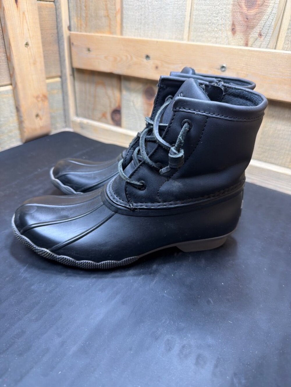 Sperry Girls 3M Saltwater Duck Boots Black Side Zip Youth EU 35 - Picture 4 of 9